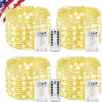 Fairy Lights Battery Operated with Remote, 4Pack 80FT 240LED Warm White in Warm White