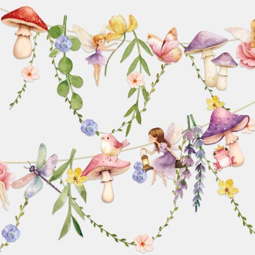 Fairy Party Banner, Fairy First Birthday Party Decorations, Flower Banner