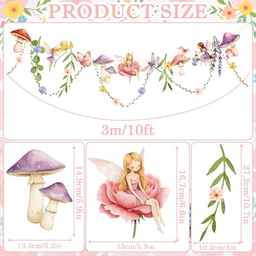 Fairy Party Banner, Fairy First Birthday Party Decorations, Flower Banner, alternate view 2