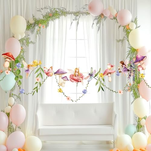 Fairy Party Banner, Fairy First Birthday Party Decorations, Flower Banner, alternate view 4