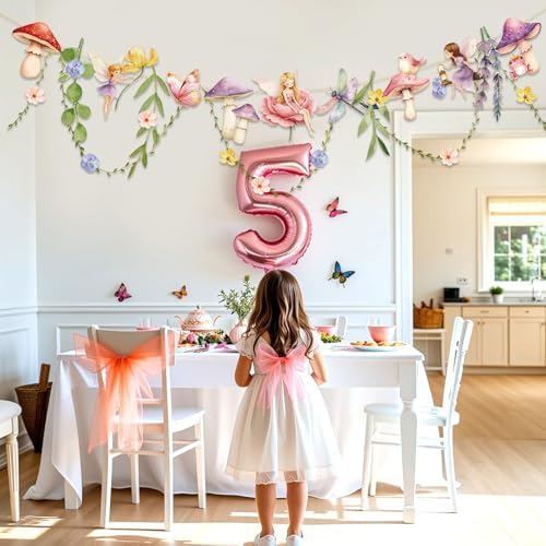 Fairy Party Banner, Fairy First Birthday Party Decorations, Flower Banner, alternate view 6