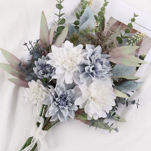 Fake Artificial Flowers Bouquet for Decoration, Silk Floral Arrangements Faux Flowers Plant Wedding Bride, alternate view 5