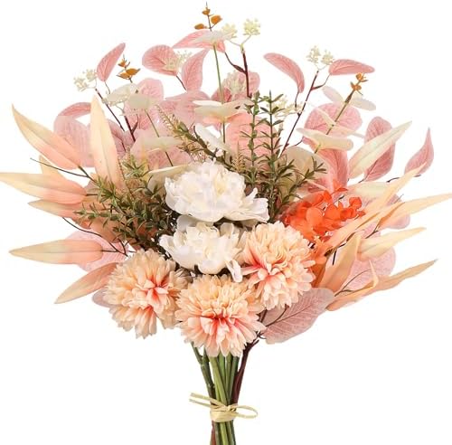 Fake Artificial Flowers Bouquet for Decoration, Silk Flower Arrangements Faux Flowers Plant Wedding Bride