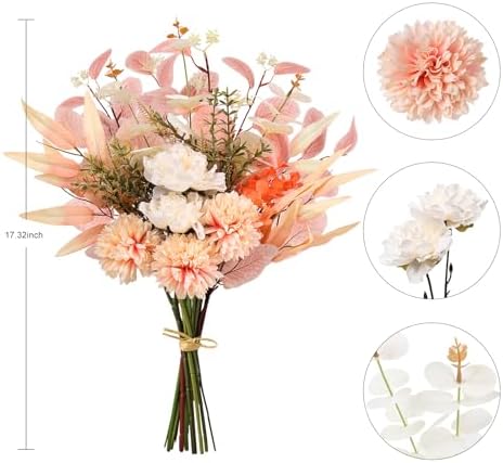 Fake Artificial Flowers Bouquet for Decoration, Silk Flower Arrangements Faux Flowers Plant Wedding Bride, alternate view 2