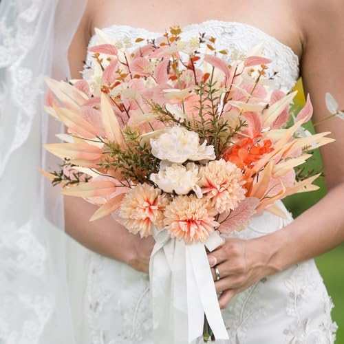 Fake Artificial Flowers Bouquet for Decoration, Silk Flower Arrangements Faux Flowers Plant Wedding Bride, alternate view 4