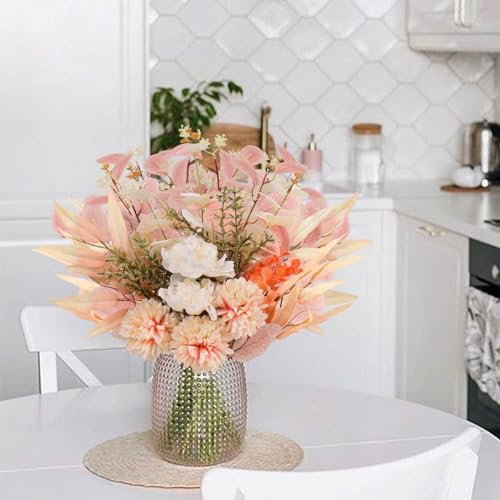 Fake Artificial Flowers Bouquet for Decoration, Silk Flower Arrangements Faux Flowers Plant Wedding Bride, alternate view 5