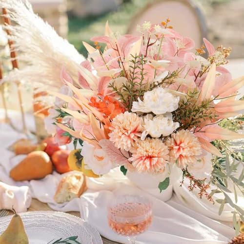 Fake Artificial Flowers Bouquet for Decoration, Silk Flower Arrangements Faux Flowers Plant Wedding Bride, alternate view 6