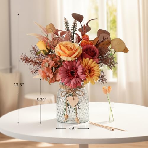 Fake Fall Flowers in Vase, Fall Flower Arrangements, Floral Arrangement, Table Decor, Centerpieces for Tables, alternate view