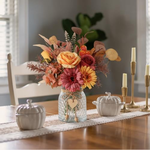 Fake Fall Flowers in Vase, Fall Flower Arrangements, Floral Arrangement, Table Decor, Centerpieces for Tables, alternate view