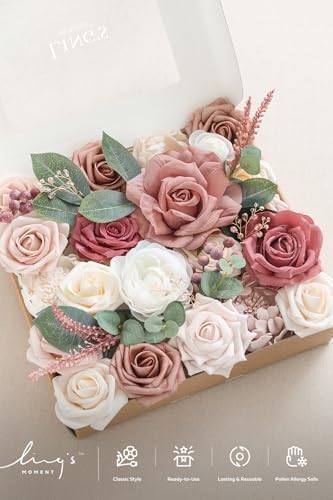 Fake Flowers Box, Cinnamon Rose & Ivory Grand Combo in Pk-cinnamon Rose & Ivory, alternate view 6