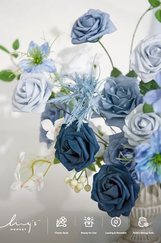 Fake Flowers Box, Dusty Blue & Ivory & Sage Grand Combo in Blu-dusty Blue & Ivory & Sage, alternate view 3