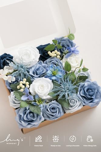 Fake Flowers Box, Dusty Blue & Ivory & Sage Grand Combo in Blu-dusty Blue & Ivory & Sage, alternate view 6