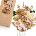 Fake Flowers Box, Dusty Rose & Sand Beige Deluxe Combo in Pk-dusty Rose & Sand Beige