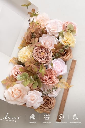 Fake Flowers Box, Dusty Rose & Sand Beige Deluxe Combo in Pk-dusty Rose & Sand Beige, alternate view 6