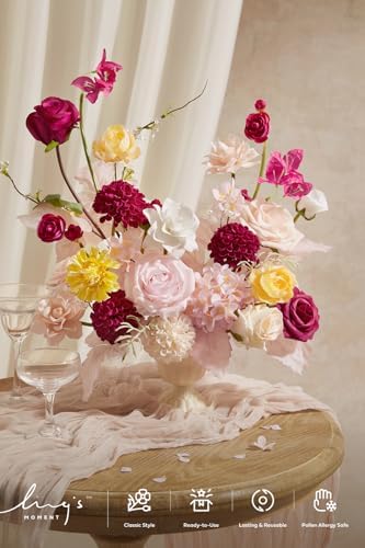 Fake Flowers Box, Faux Artificial Greenery Stems Foam Dahlia Gardenia Roses Silk Hydrangea Ranunculus Fabic, alternate view 2
