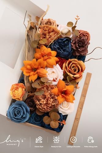 Fake Flowers Box, Faux Artificial Greenery Stems Foam Roses Gardenia Peony Silk Eucalyptus Pampas Fabic Flower, alternate