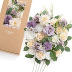 Fake Flowers Box, Lavender & Cream Deluxe Combo in Prpl-lavender & Cream