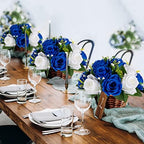 Fake Flowers for Wedding Centerpiece, Kissing Ball, Navy Blue, 6Pcs in White/Gold/Grey, alternate view 4
