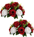 Fake Flowers for Wedding Centerpiece, Silk Kissing Ball, Red, 2Pcs in White/Gold/Grey