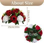 Fake Flowers for Wedding Centerpiece, Silk Kissing Ball, Red, 2Pcs in White/Gold/Grey, alternate view 3