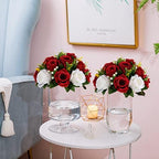 Fake Flowers for Wedding Centerpiece, Silk Kissing Ball, Red, 2Pcs in White/Gold/Grey, alternate view 4