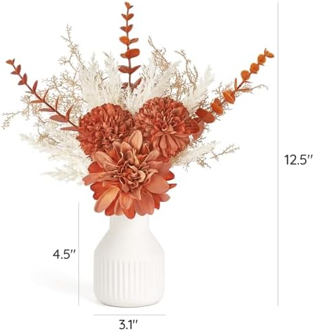 Fake Flowers in Ceramic Vase, 12.5" Coffee Table Centerpieces in Fall Color, alternate view 3