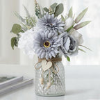 Fake Flowers in Vase with a Flower Arrangement, Silk Artificial Flowers in Vase, Dining Table Centerpiece Decor