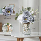 Fake Flowers in Vase with a Flower Arrangement, Silk Artificial Flowers in Vase, Dining Table Centerpiece Decor, alternate