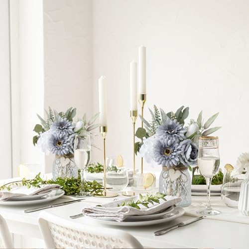 Fake Flowers in Vase with a Flower Arrangement, Silk Artificial Flowers in Vase, Dining Table Centerpiece Decor, alternate