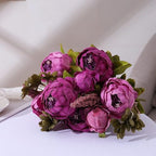 Fake Flowers Vintage Artificial Peony Silk Flowers Wedding Home Decoration, Pack of 1 (Purple) in Purple, alternate view 4
