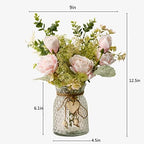 Fake Flowers with Vase, Artificial Flowers Silk Roses Flower Bouquet in Vase, Faux Flower Arrangements, alternate view 3