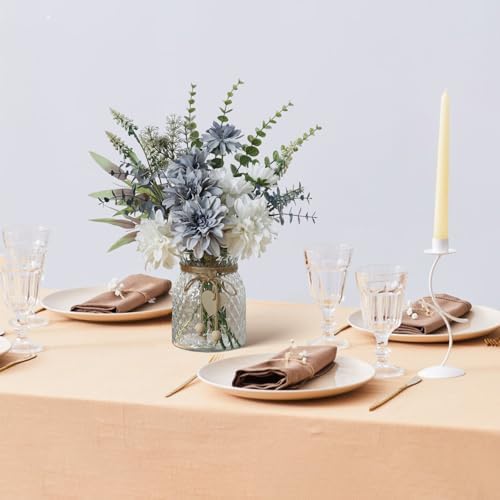 Fake Flowers with Vase, Silk Dahlia Flowers, Artificial Flowers in Vase, Centerpiece Table Decorations, Flower, alternate