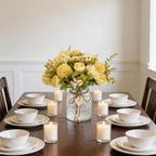 Fake Flowers with Vase Yellow Artificial Peony in Glass Vase in Yellow, alternate view 4