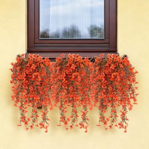 Fake Hanging Plant 3Pcs Artificial Autumn Flowers for Outdoors, alternate view 6