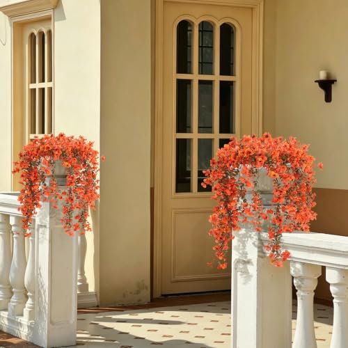Fake Hanging Plant 3Pcs Artificial Autumn Flowers for Outdoors, alternate view 7