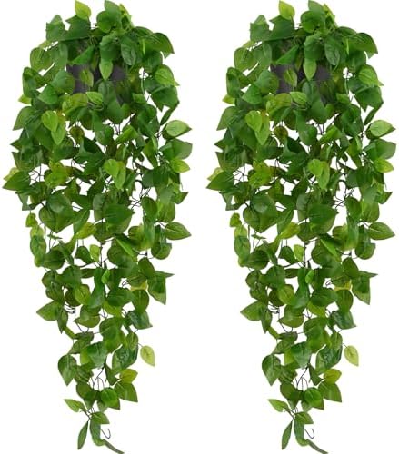Fake Hanging Plants, 2Pcs Artificial Potted Plant Pothos