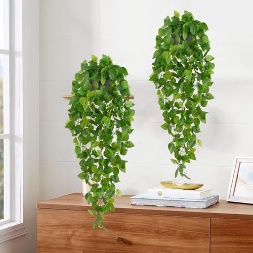 Fake Hanging Plants, 2Pcs Artificial Potted Plant Pothos, alternate view 7