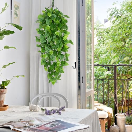 Fake Hanging Plants, 8Pcs Faux Ivy Pothos Vines Greenery, alternate view 2
