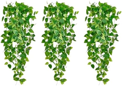 Fake Hanging Plants Vines(3pcs)for Room Decor, Artificial Ivy Greenery Garlands for Home Bedroom Living