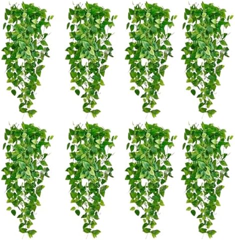 Fake Hanging Plants Vines(8pcs)for Room Decor, Artificial Ivy Greenery Garlands for Home Bedroom Living