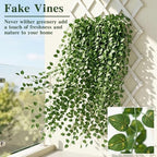 Fake Ivy Vines for Room Decor 12pcs Fake Ivy Greenery Garland Wall Decor (Pothos), alternate view 4