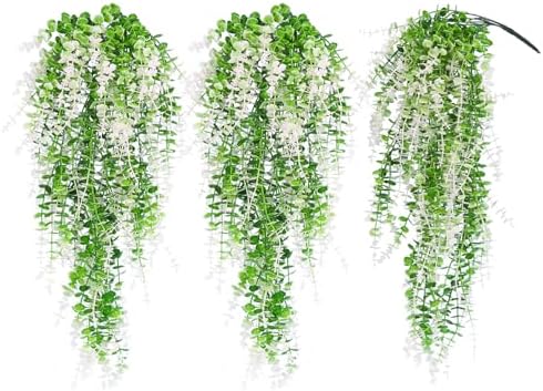 Fake Monkey Plants Hanging Eucalyptus Vine Faux White Hanging Plant