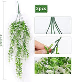 Fake Monkey Plants Hanging Eucalyptus Vine Faux White Hanging Plant, alternate view 3