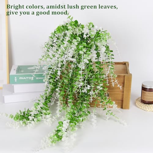 Fake Monkey Plants Hanging Eucalyptus Vine Faux White Hanging Plant, alternate view 5