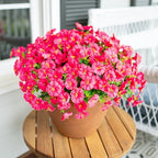 Fake Plants Artificial Flowers for Outdoor Outside Decor, 12 Bundles Faux Flowers Silk Hot Pink Morning Glory, alternate view