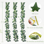 Fake Vines, Eucalyptu Vines Garland, Ivy Vines, Green Artificial Wall Decor Hanging, Wedding Decoration, Flower, alternate