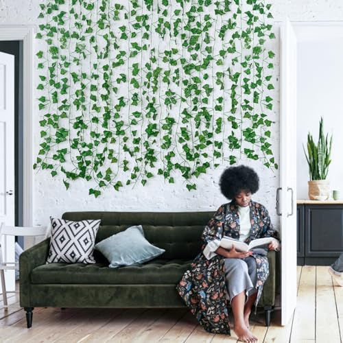 Fake Vines for Room Decor(48Pack336Ft) Aesthetic Artificial Plant Ivy Leaves Hanging Greenery Garlands for Home, alternate
