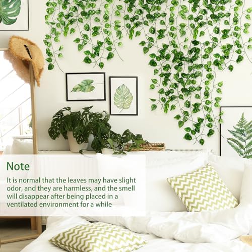 Fake Vines for Room Decor 48pcs Fake Ivy Greenery Garland Wall Decor (Pothos), alternate view 5