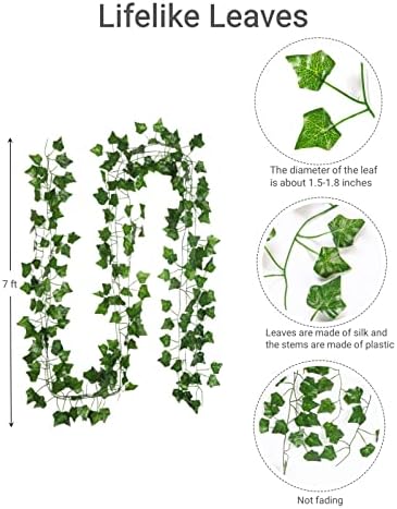 Fake Vines for Room Decor Aesthetic Artificial Plant Ivy Leaves Hanging Greenery Garlands for Home Bedroom Wall, alternate
