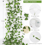 Fake Wall Curtain Ivy Vines with String Lights for Room Decor 98Ft, alternate view 3